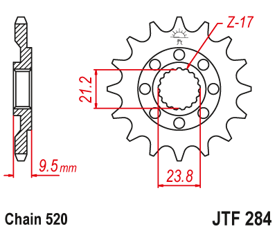 Звезда цепного привода JTF284 14