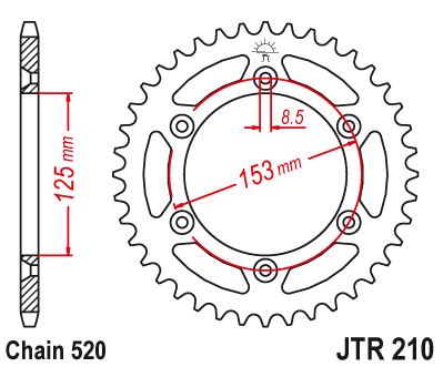 Звезда цепного привода JTR210 51sc