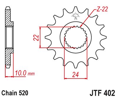 Звезда цепного привода JTF402 16