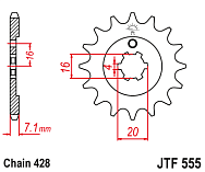  Звезда цепного привода JTF555 14