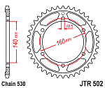 Звезда цепного привода JTR502 44