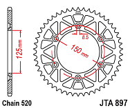  Звезда цепного привода JTA897.49ORG