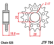  Звезда цепного привода JTF704 15