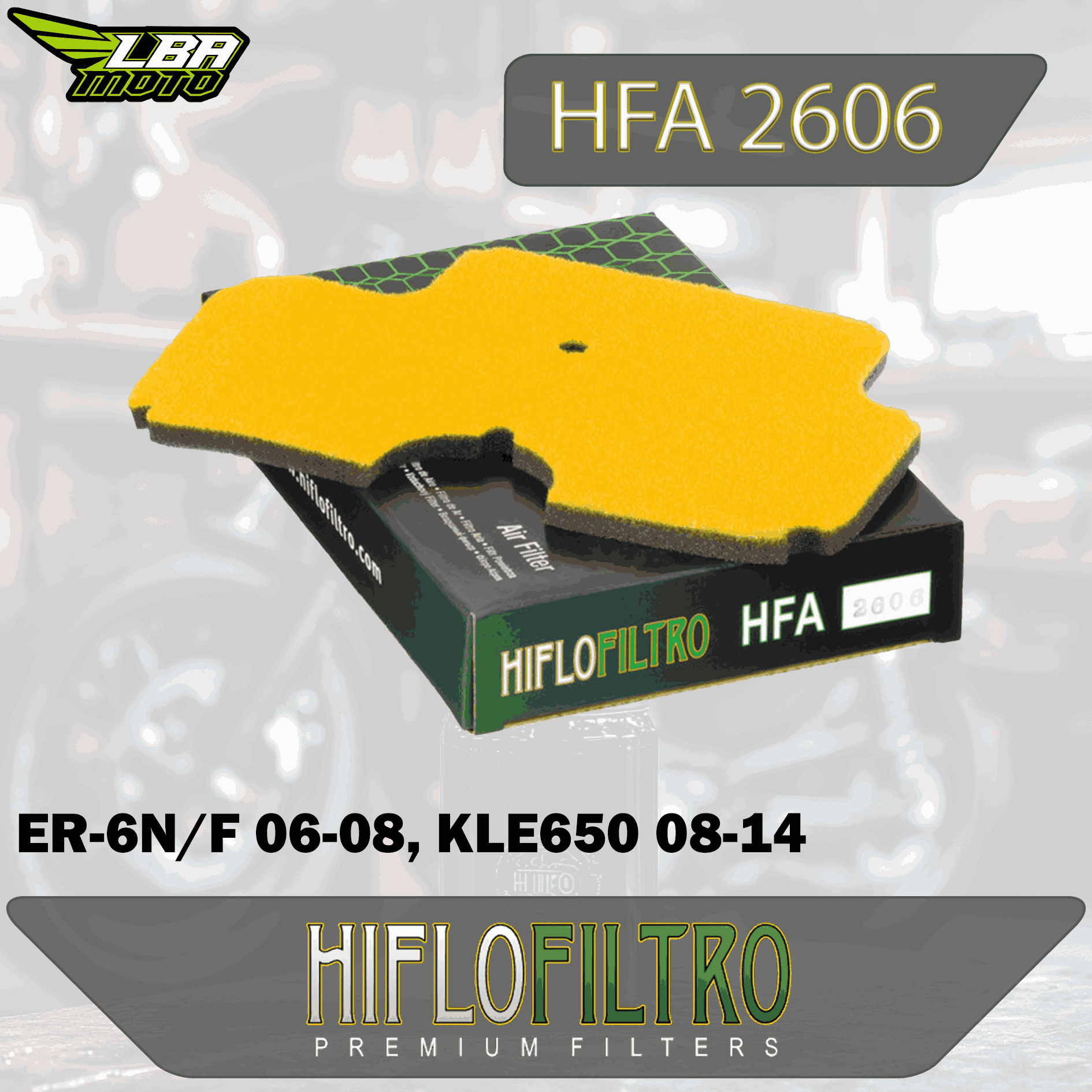 Воздушный фильтр Kawasaki ER-6N/F 06-08, KLE650 08-14 HIFLO HFA2606 (11029-0008; ER-6N/F)