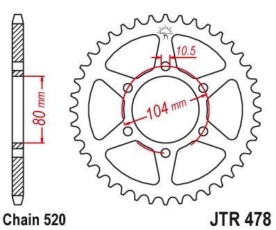 Звезда цепного привода JTR478 46
