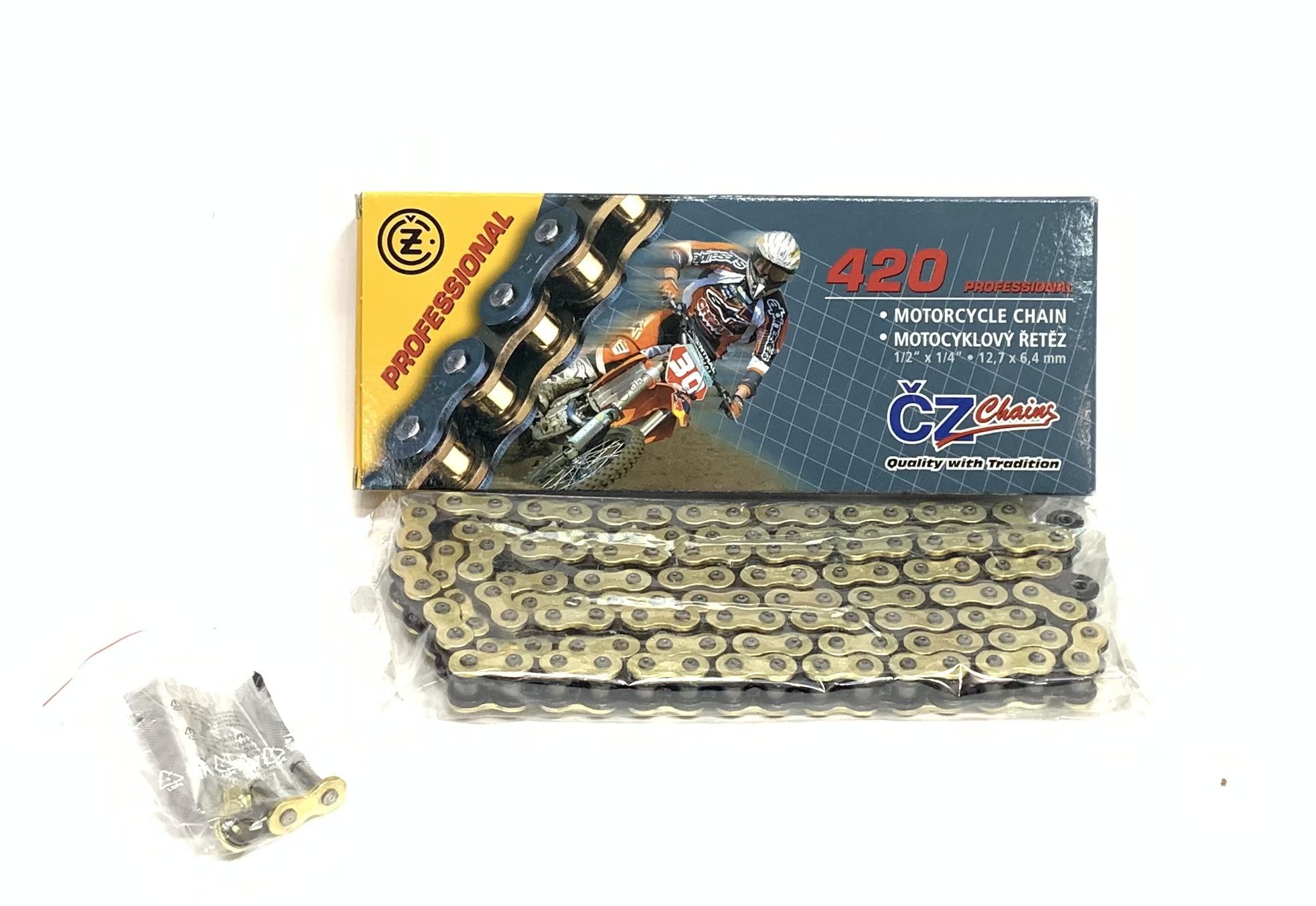 Цепь привода CZ Chains 420 MX Gold -130 Без сальников