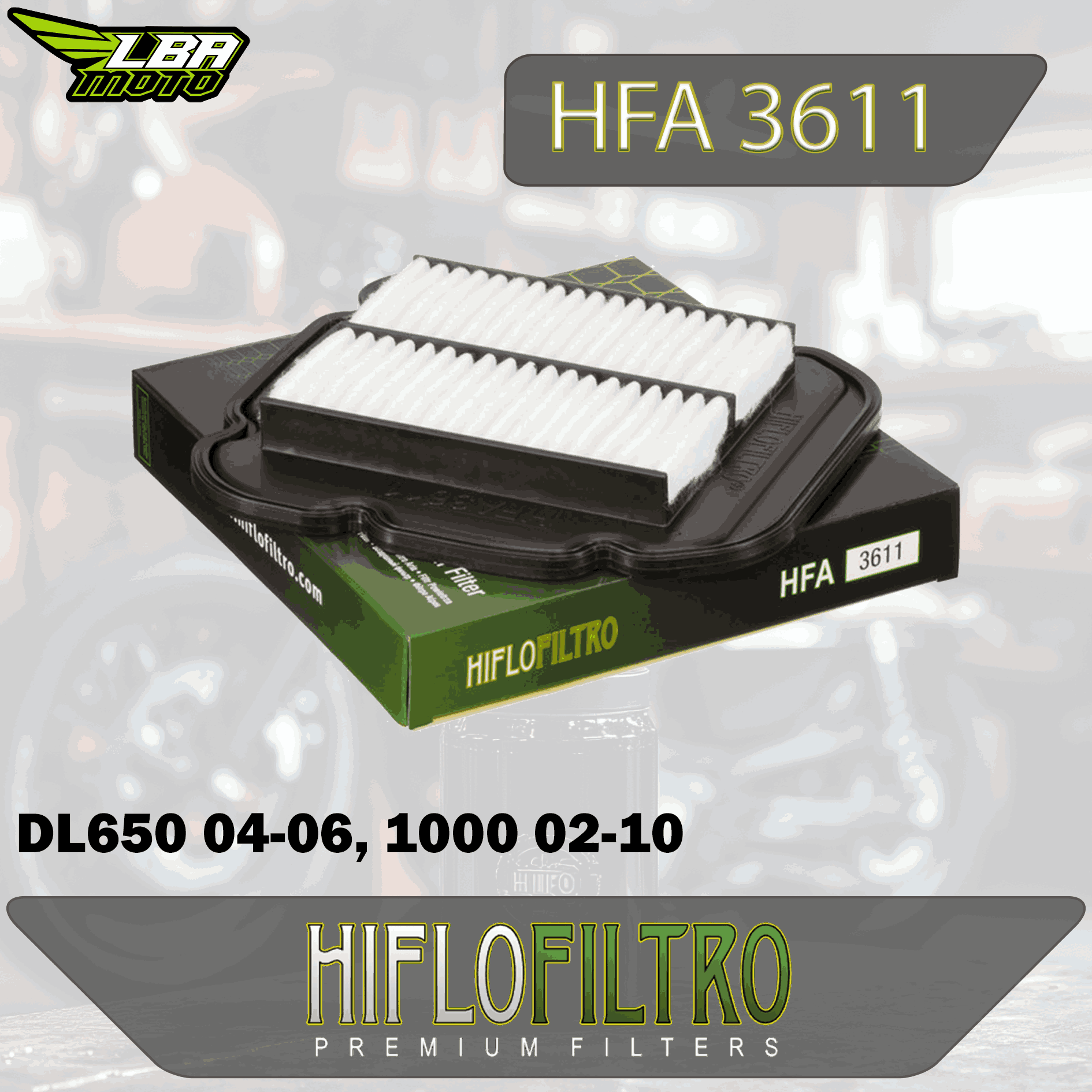 Воздушный фильтр HIFLO HFA3611 Suzuki DL650 04-06, 1000 02-10