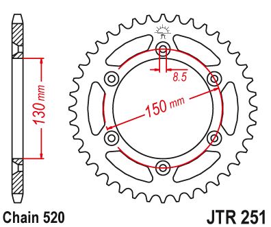 Звезда цепного привода JTR251 50sc