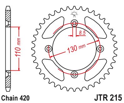 Звезда цепного привода JTR215 49