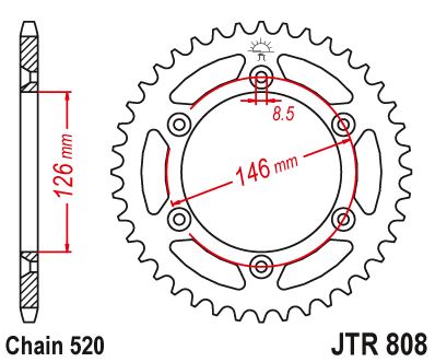 Звезда цепного привода JTR808 44