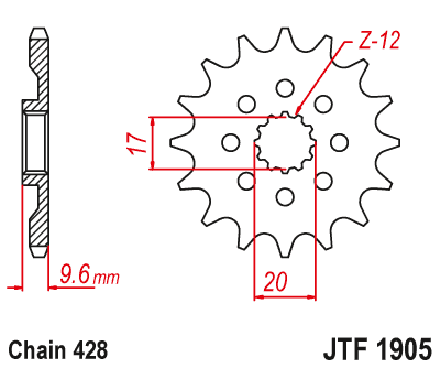 Звезда цепного привода JTF1905.13