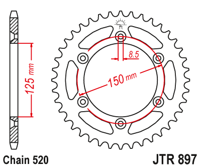 Звезда цепного привода JTR897.45SC