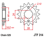  Звезда цепного привода JTF314 16