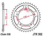 Звезда цепного привода JTR302 44ZBK