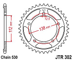 Звезда цепного привода JTR302 44 Звезда цепного привода JTR302 44