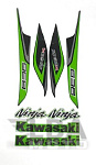 Комплект наклеек на пластик для мотоцикла Kawasaki 636, ZX6R 13-16 Зелено-Черный
