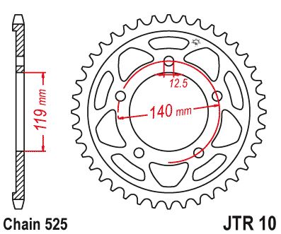 Звезда цепного привода JTR10 44
