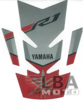Наклейка на бак для мотоцикла Yamaha YZF-R1 Бело-Серо-Красная