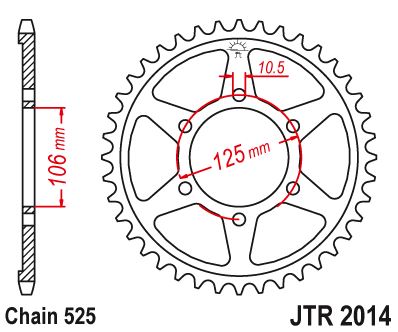 Звезда цепного привода JTR2014 42