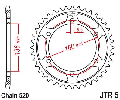 Звезда цепного привода JTR5 47