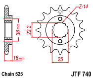  Звезда цепного привода JTF740 15