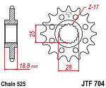 Звезда цепного привода JTF704 17RB